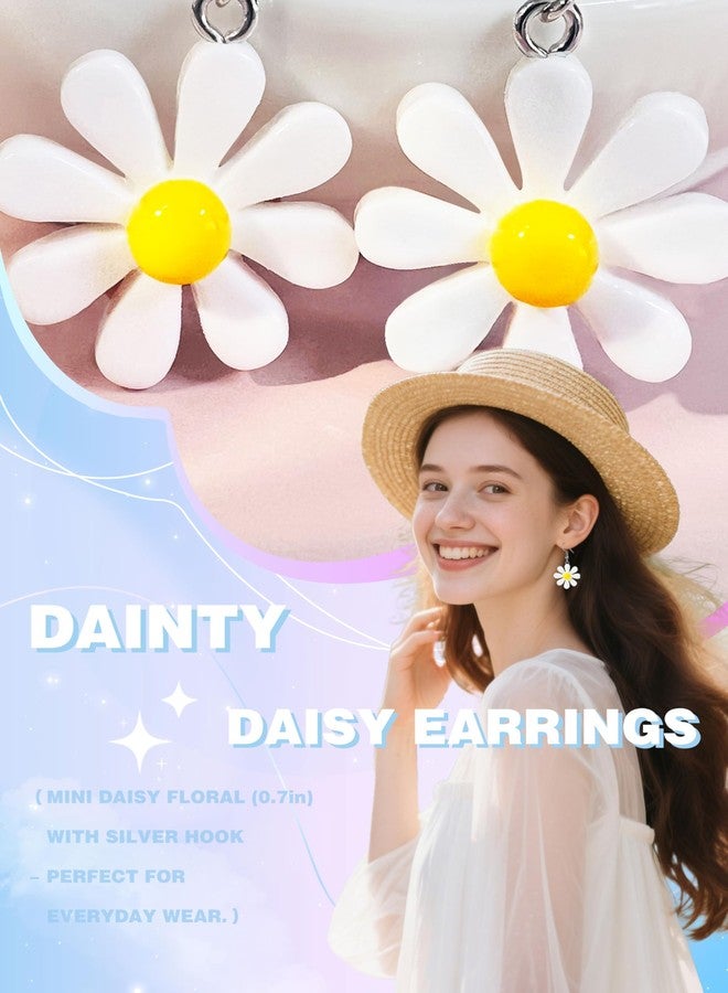 Civlory 70s Women Accessories for Outfits Acrylic Daisy Costume Adult Flower Drop Earrings for Women - Lightweight Yellow Dangle Jewelry, Cute Summer Accessories - Image 2